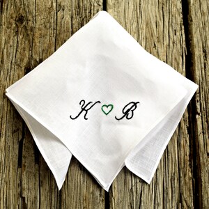 Sweetheart Handkerchief, New Couple Wedding Hankerchief, Something Blue Wedding Gift, Bride Hankerchief, Groom Pocket Square, Wedding Hankie image 4