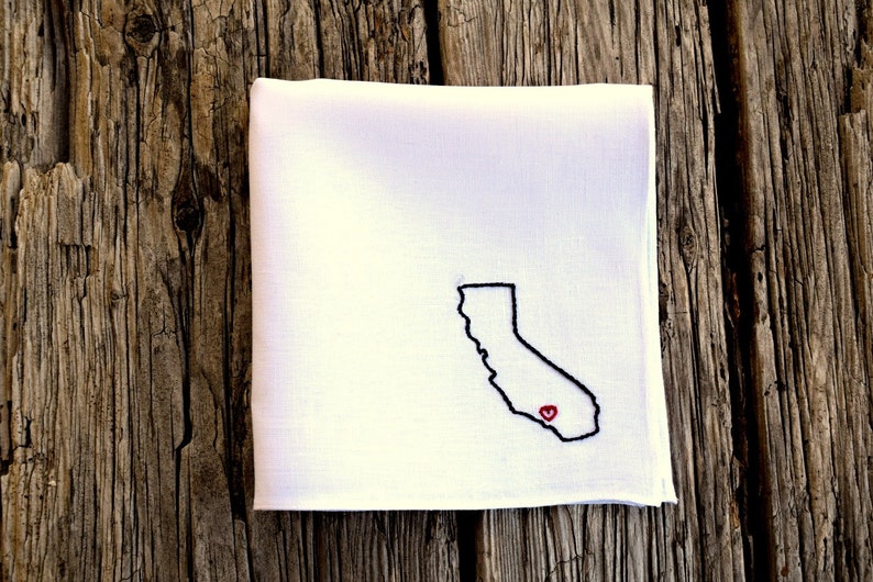 City Heart I Love My Hometown Hanky State Silhouette Hankerchief Heart at Home Pocket Square Home State Handkerchief Birthplace Hankie