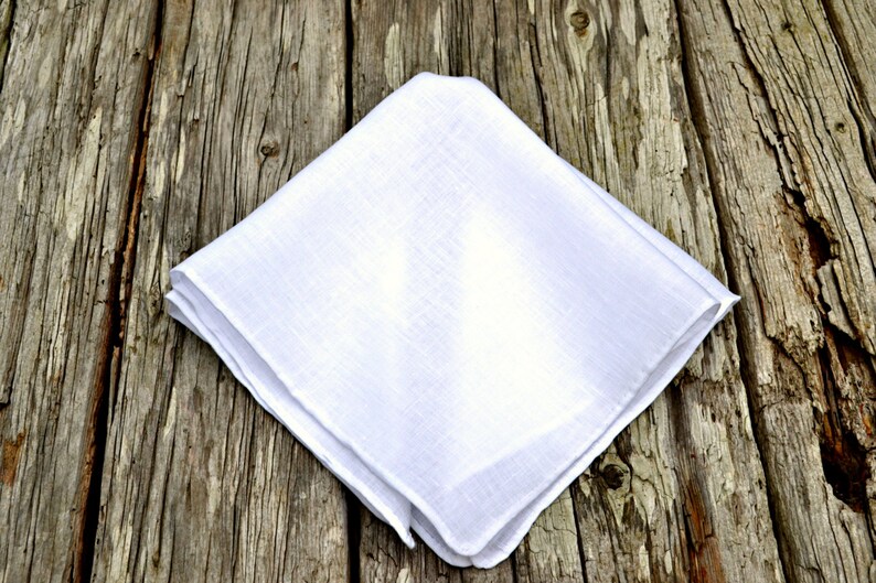 Hand Rolled Hem Pocket Square White Linen Handkerchief Irish Etsy
