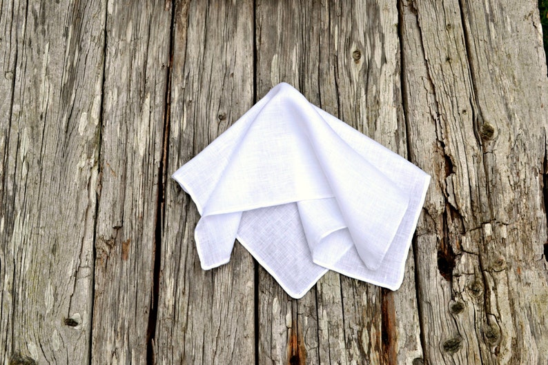Hand Rolled Hem Pocket Square White Linen Handkerchief Irish Etsy
