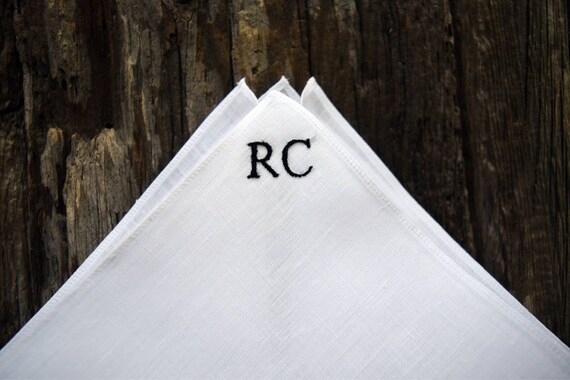 Monogrammed linen pocket square deals