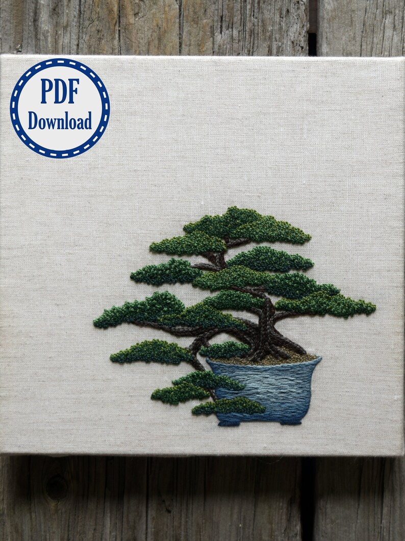 Juniper Bonsai Hand Embroidery Pattern Tutorial - PDF Download - Etsy