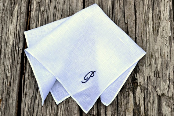 monogrammed linen handkerchiefs