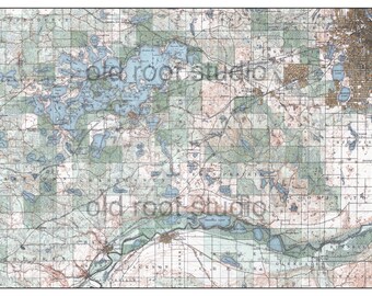 Hand Painted Map of Minnetonka and Southwest Metro Minneapolis, 1905, Lake Minnetonka / Minneapolis Lakes / Eden Prairie / Chaska / Map Art