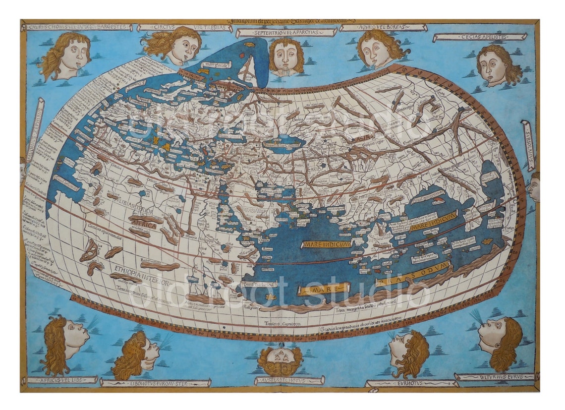 Hand Painted Map Of The World Claudius Ptolemy S The World 1482 Il 1140xN.590968449 B09b
