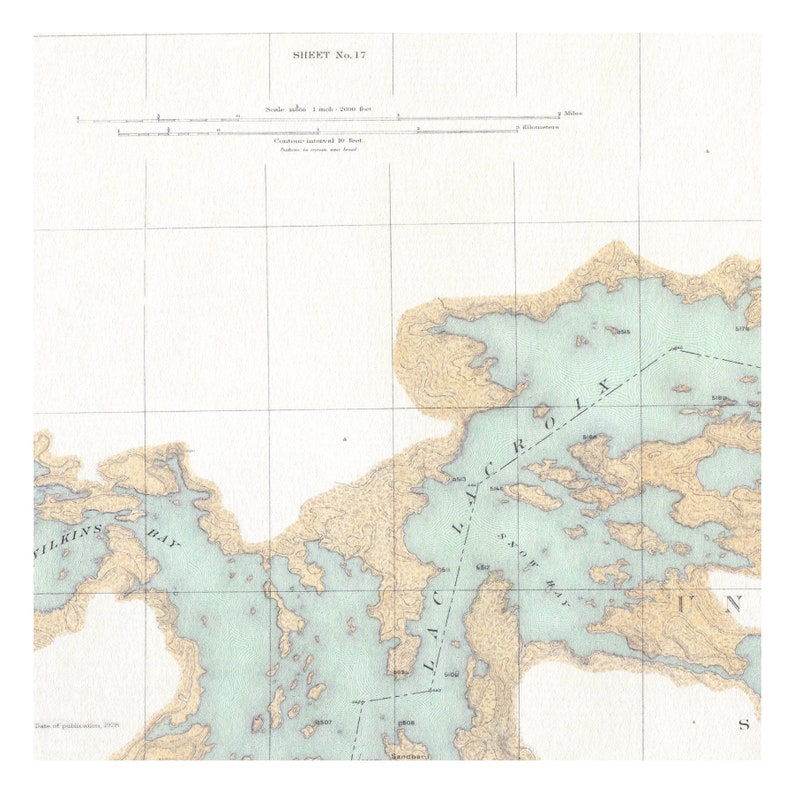 Hand Painted Map of Lac Lacroix 1928 / BWCA / North Shore / Etsy