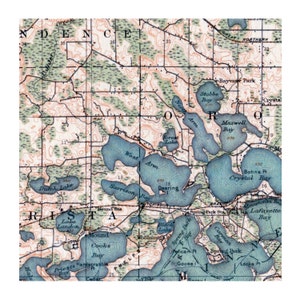 Hand Painted map of Lake Minnetonka, Minnesota, 1905 / Retro Lake Minnetonka / Vintage Lake Minnetonka / Minnetonka Map Art image 3