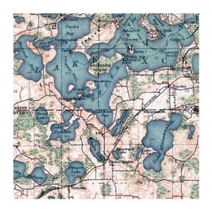 Hand Painted map of Lake Minnetonka, Minnesota, 1905 / Retro Lake Minnetonka / Vintage Lake Minnetonka / Minnetonka Map Art image 5