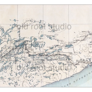 Mapa pintado a mano del área de canoas de Boundary Waters, este, Minnesota, 1930 / Mapa antiguo de BWCA / Mapa de BWCA / Mapa antiguo de BWCA / Boundary Waters