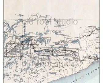 Hand Painted Map of the Boundary Waters Canoe Area, East, Minnesota, 1930 / Vintage BWCA Map / BWCA Map / Old Map BWCA / Boundary Waters