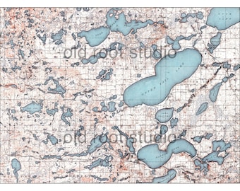 Hand Painted Map of Ottertail Lake, Minnesota, 1914 / Dead Lake / Battle Lake / Rush Lake / Old Map Minnesota / Wadena / Detroit Lakes