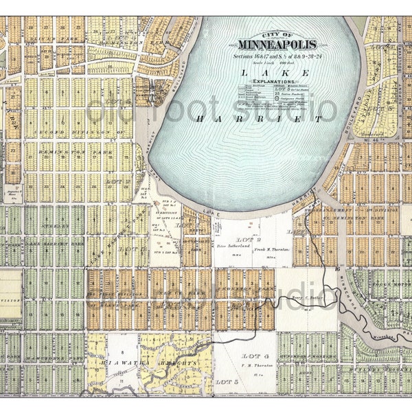 Lake Harriet Map Art Etsy
