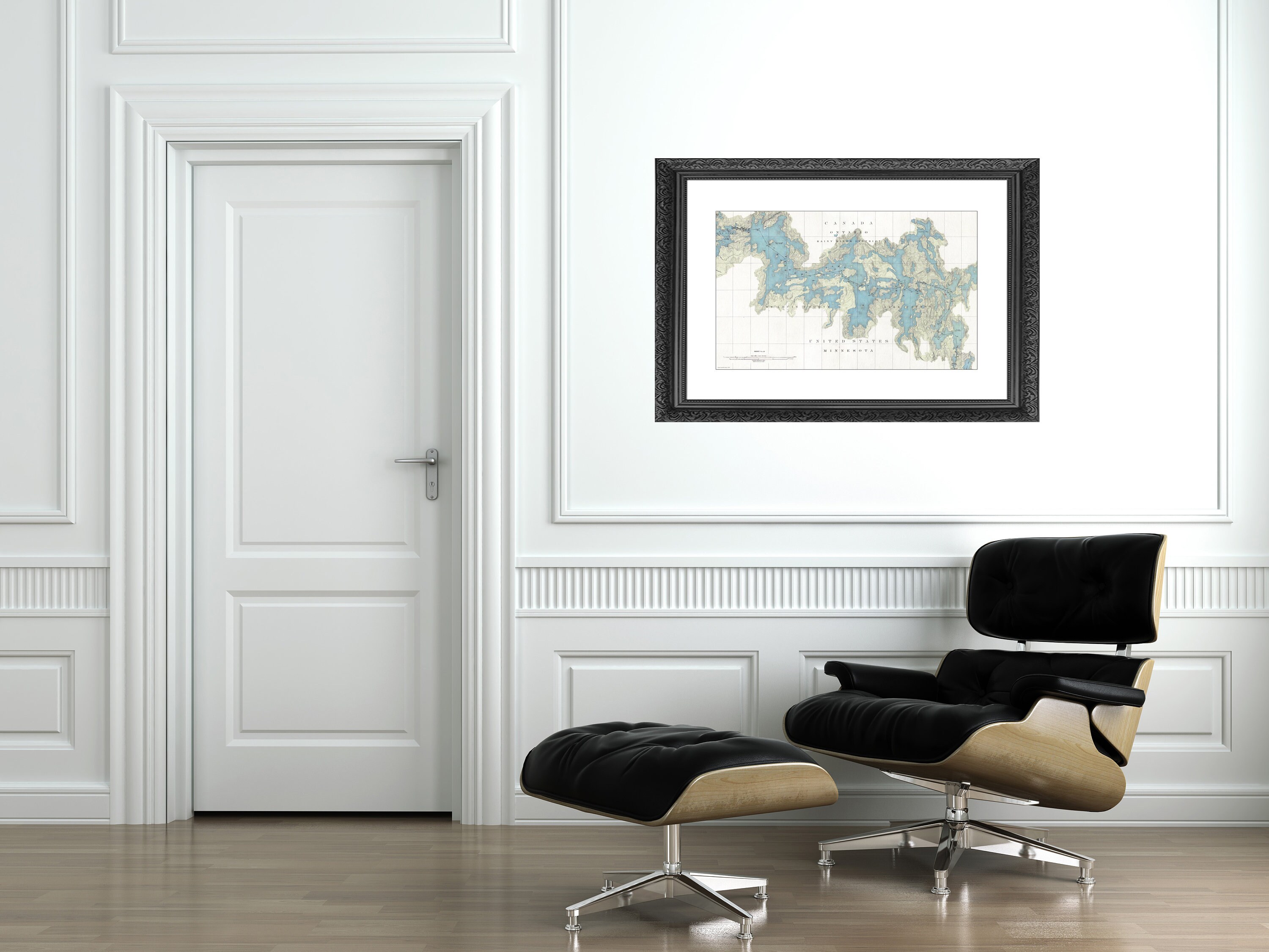 Hand Painted Map of Crooked Lake, 1928 / BWCA / Border Lakes / North