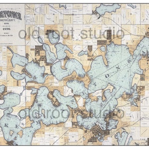 Lake Minnetonka, Landkarte, 1896 / Landkarte Lake Minnetonka / George Cooley Landkarte / Vintage Landkarte Minnetonka / Antike Landkarte Minnetonka Landkarte Kunst alte Landkarte Minnetonka