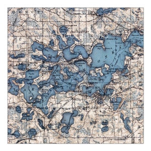 Handgeschilderde kaart van Lake Minnetonka, 1905 / vintage kaart Lake Minnetonka / oude kaart Lake Minnetonka / kaart Minnetonka / antieke kaart Minnetonka