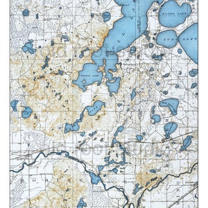 Handgemalte Karte von Gull Lake, Minnesota, 1919 / Vintage Karte Gull Lake / Antike Karte Gull Lake / Alte Karte Gull Lake / Minnesota Lakes