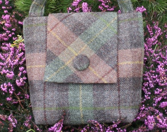 Scottish Harris Tweed® Tote Bag in brown green check | Plaid Tweed Tote Bags | Tartan Tweed Tote | Check Tweed Shoulder Bag | Gift for Her