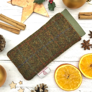 Harris Tweed® Glasses Case: Handmade Spectacle Sleeve Olive