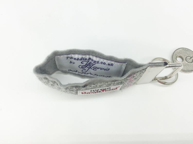Tweed Housewarming keyring Tweed New Home keychain Scottish Harris Tweed\u00ae key fob in grey check