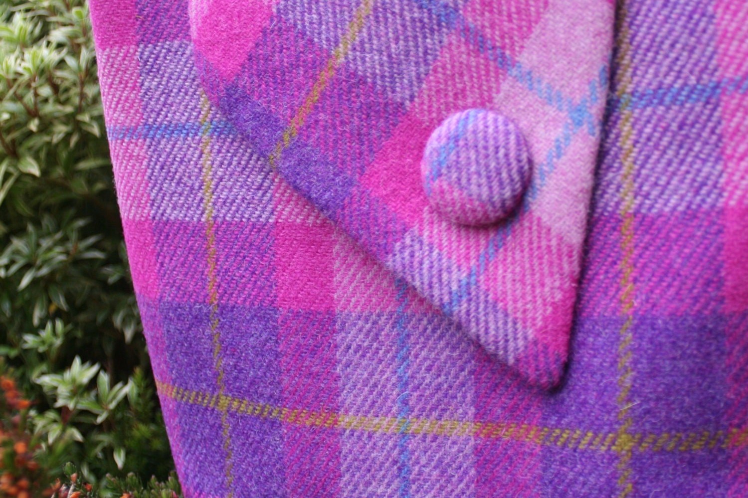 Scottish Harris Tweed® Asymmetric Tote in pink & purple check | Plaid Tweed Tote Bags | Tartan Tweed Tote Bags | Check Tweed Shoulder Bag - Thumbnail 2