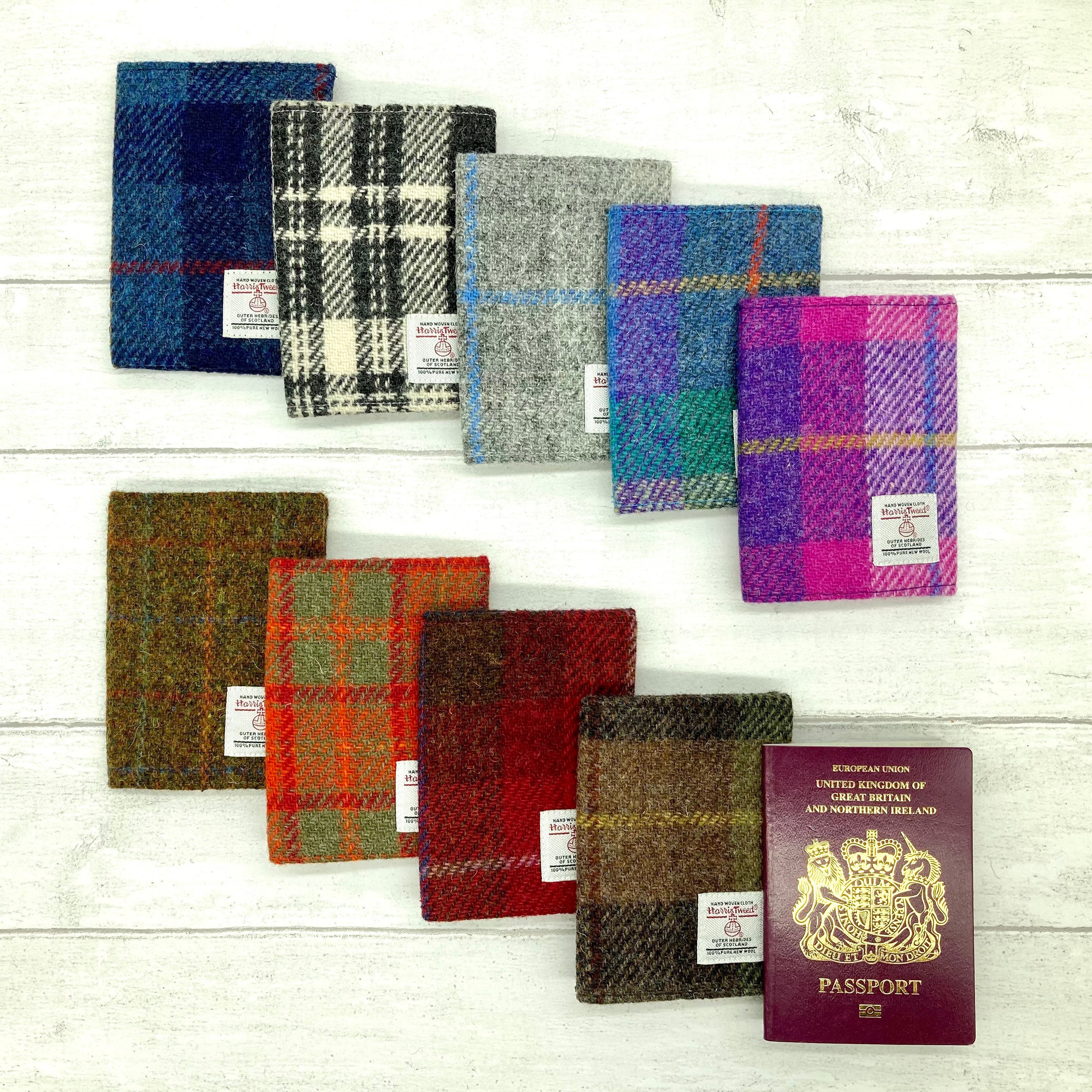 Harris Tweed® Passport cover orange red & green check | Traveller's Gift | Tartan Passport Holder | Scottish B7 book cover | Plaid Passport - Thumbnail 4