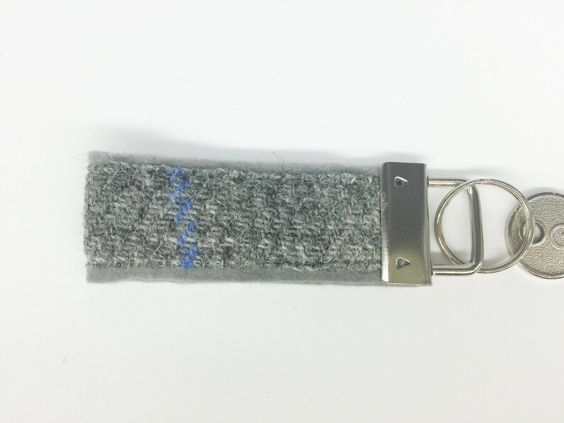 Tweed Housewarming keyring Tweed New Home keychain Scottish Harris Tweed\u00ae key fob in grey check