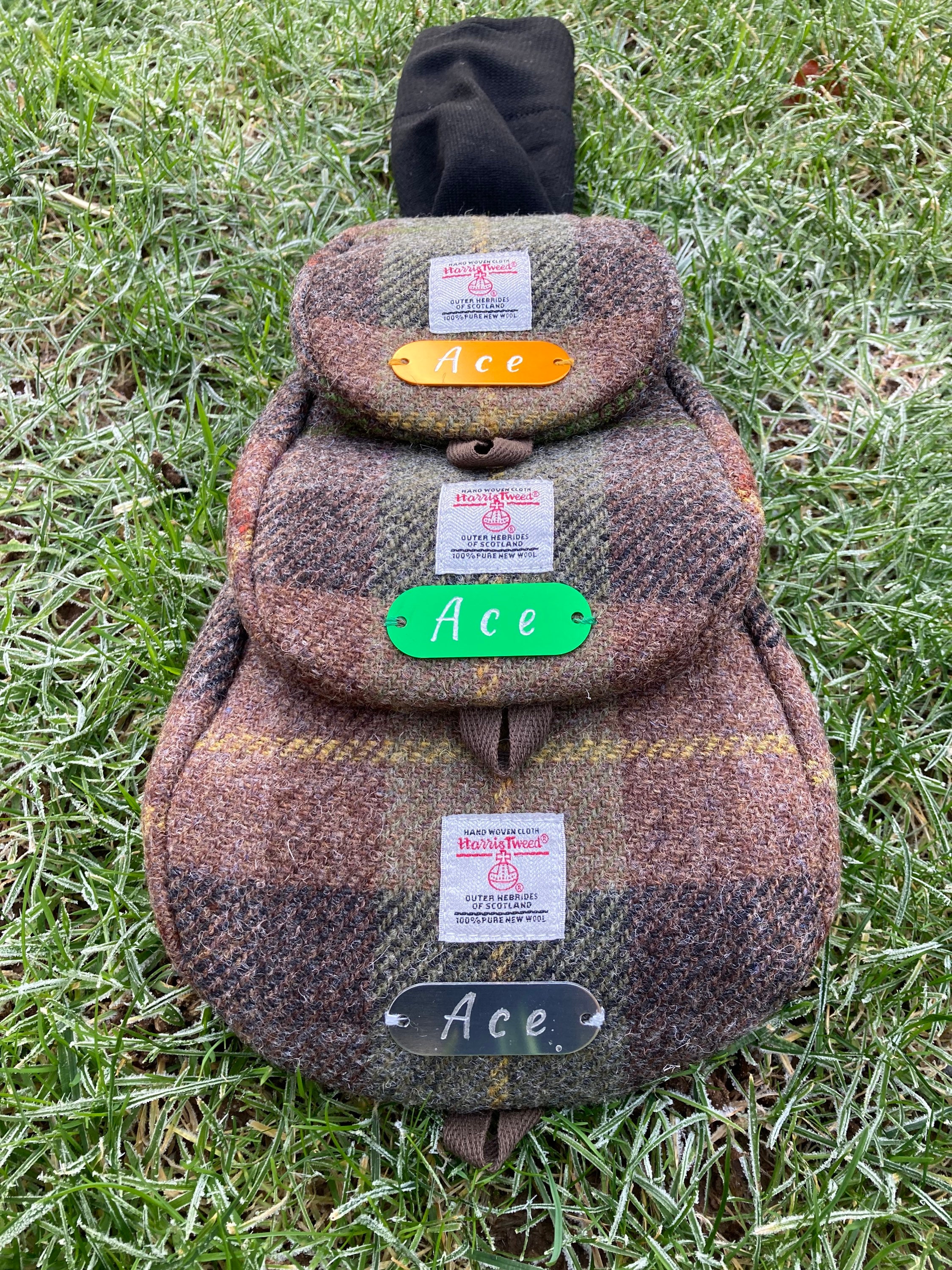 A Single Brown & Green Harris Tweed® Golf Head Cover | Scottish Tweed Golf Driver Cover | Tweed Golf Fairway Wood Club | Plaid Golfers Gift - Thumbnail 4