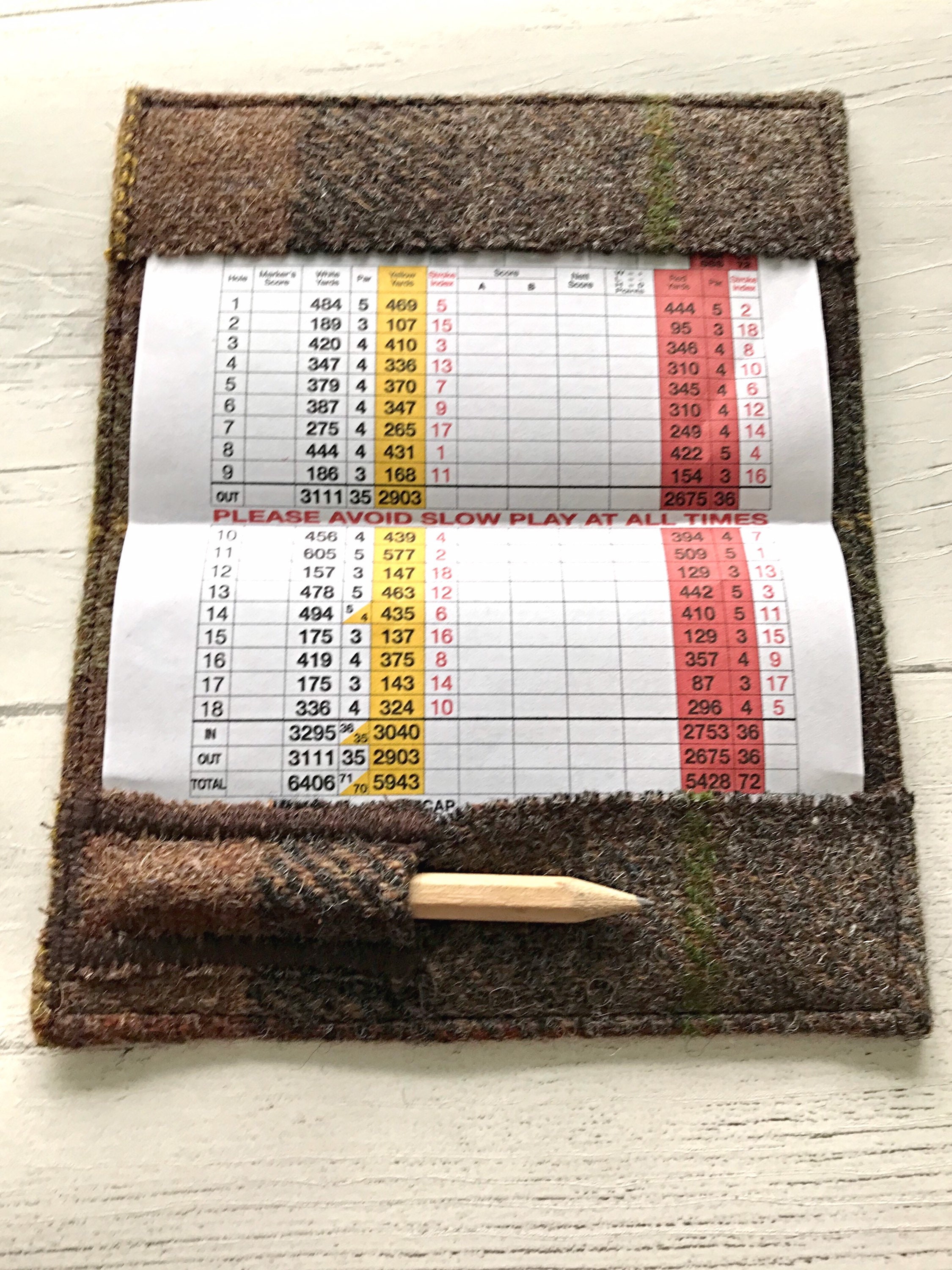 Harris Tweed® Golf Scorecard Cover for 172 x 133 mm cards | Tweed Golfing Score Card Protector | Tweed Golf Scorecard Holder - Thumbnail 2