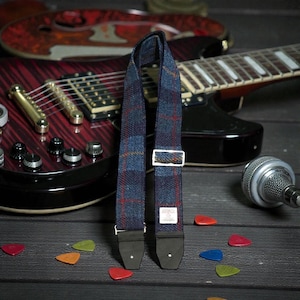 Harris Tweed® Guitar Strap: Adjustable Scottish Plaid Bass Strap image 5