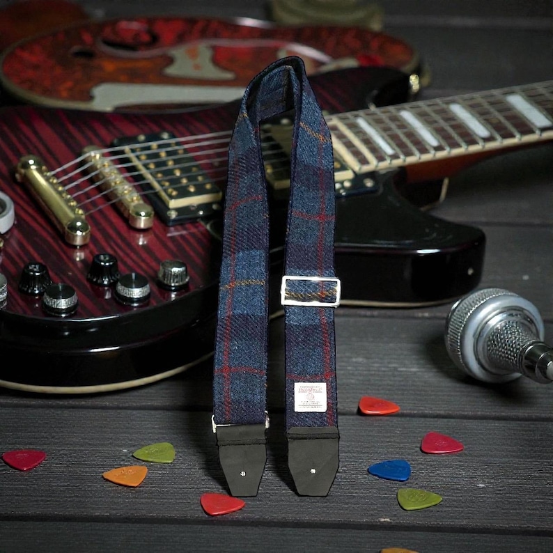 Harris Tweed® Guitar Strap: Adjustable Scottish Plaid Bass Strap image 5