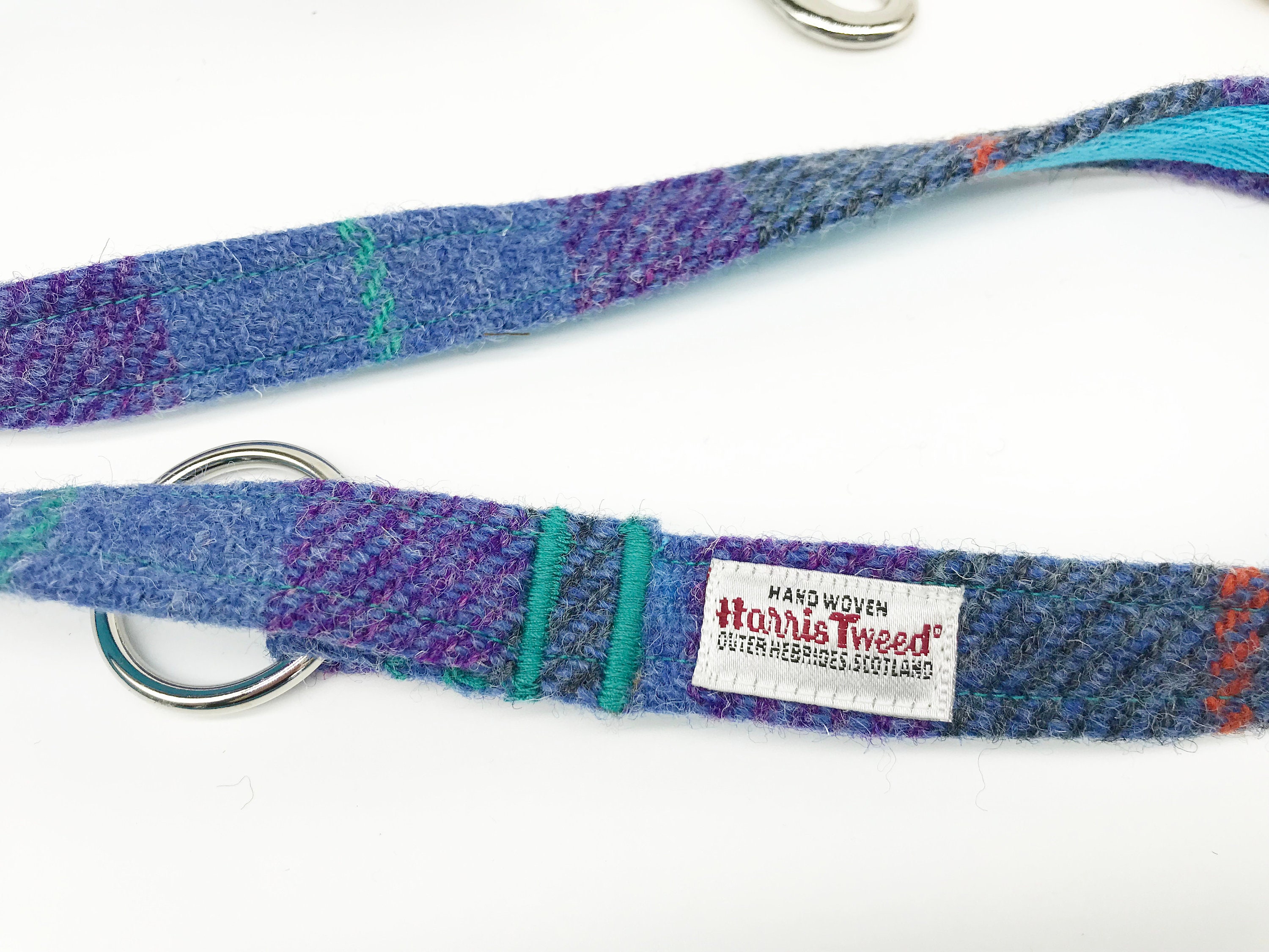 Harris Tweed® Versatile Lead in Purple Green Blue Check | Tweed Plaid Multi Way Dog Lead | Tweed Tartan Multi Function Lead - Thumbnail 3