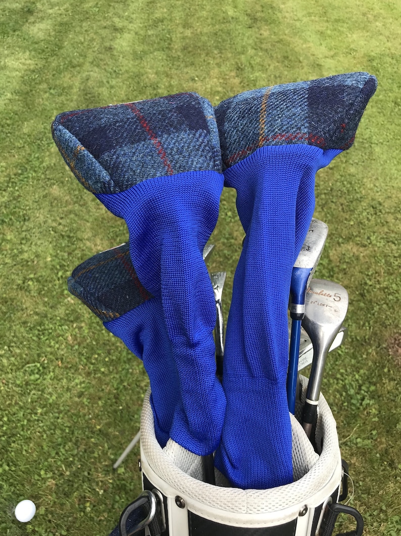 A Single Navy Blue Harris Tweed® Golf Head Cover Scottish Etsy