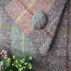 Harris Tweed® Handbag: Brown & Green Check, Asymmetric Flap, Crossbody Adjustable Strap