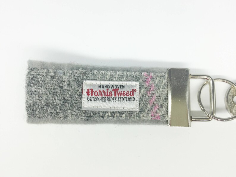 Tweed Housewarming keyring Tweed New Home keychain Scottish Harris Tweed\u00ae key fob in grey check