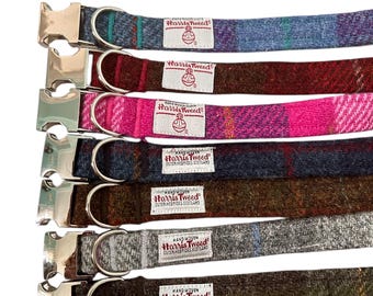 Collar para perro Harris Tweed®: 2 cm de ancho, ajustable, tartán escocés, cierre de metal, estilo escocés