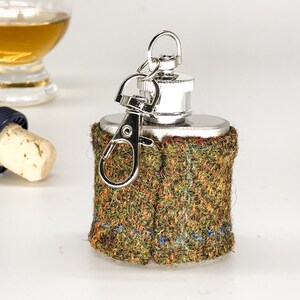 1oz Hip flask with Harris Tweed® sleeve in flecked olive green Scottish Wedding Party Gift Wedding Memento Teacher's Gift image 4