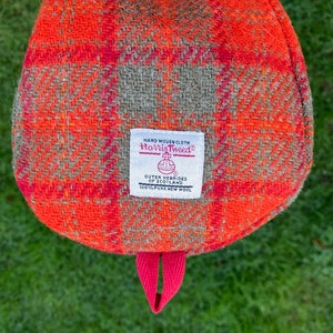 A Single Orange Red & Green Harris Tweed® Golf Head Cover | Scottish Tweed Golf Driver Cover | Tweed Fairway Wood | Plaid Golfers Gift
