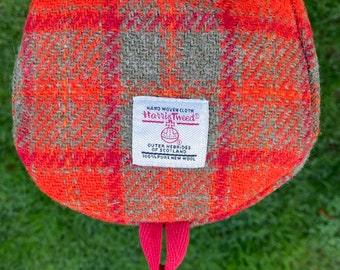 Un seul couvre-chef de golf orange rouge et vert Harris Tweed® | Housse de conducteur de golf en tweed écossais | Bois de parcours en tweed | Cadeau de golfeurs à carreaux