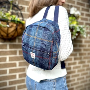Harris Tweed® Rucksack | Scottish Backpack | Mini Travel Sling Back Pack | Checked Ruck Sack | Plaid Bag Double Adjustable Strap | Canvas