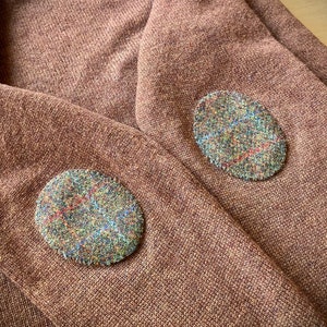 Pair of Oval Harris Tweed® Patches Scottish Jacket Elbow Patch Hand Sew On Jumper Patches Eco Sweater Repair Up-cycle old jumper image 2