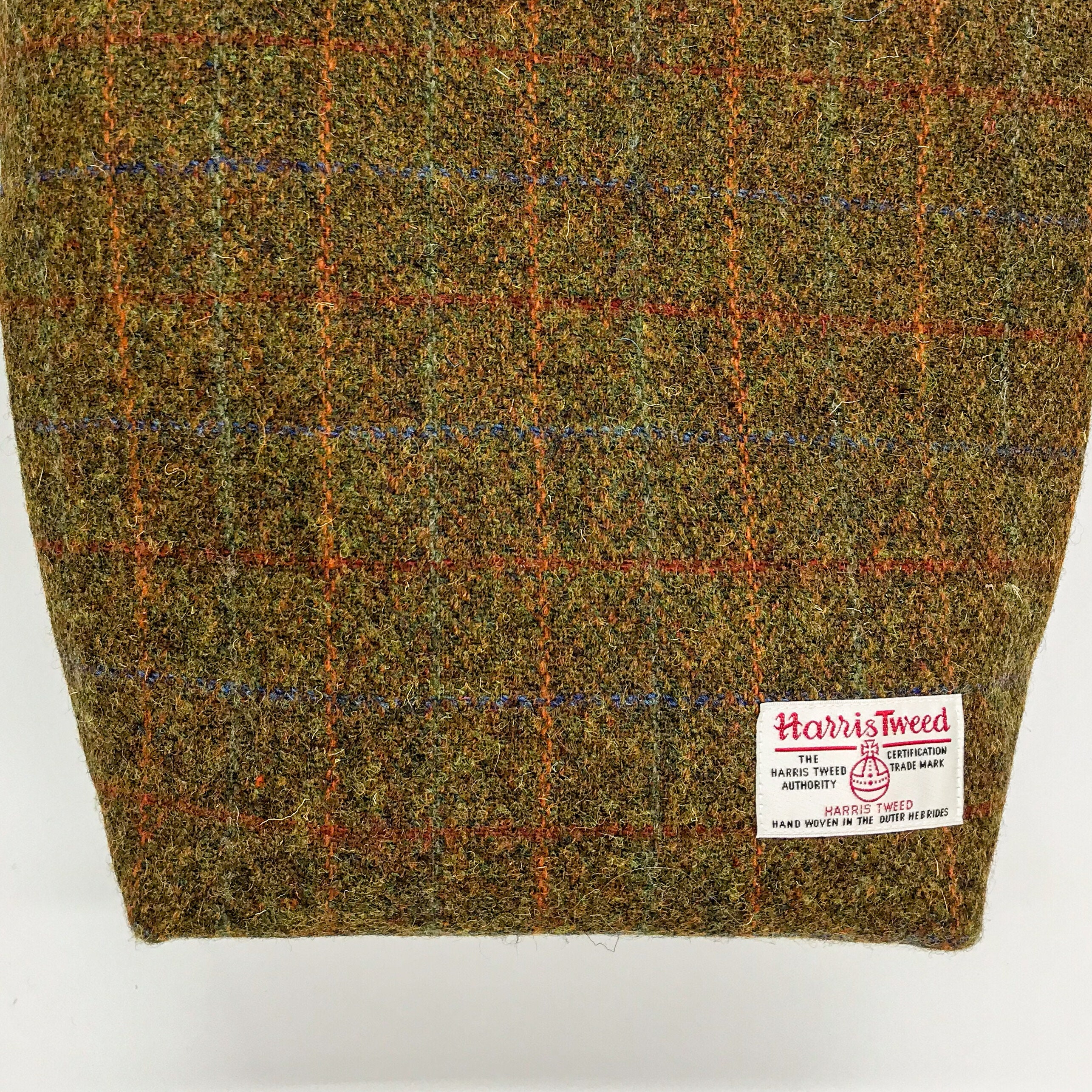 Scottish Harris Tweed® Asymmetric Tote in flecked olive check | Plaid Tweed Tote Bag | Tartan Tweed Tote Bag | Check Tweed Shoulder Bag - Thumbnail 2