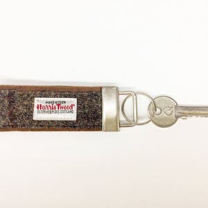 Harris Tweed® Key Fob: Brown & Green Check Wool Keychain