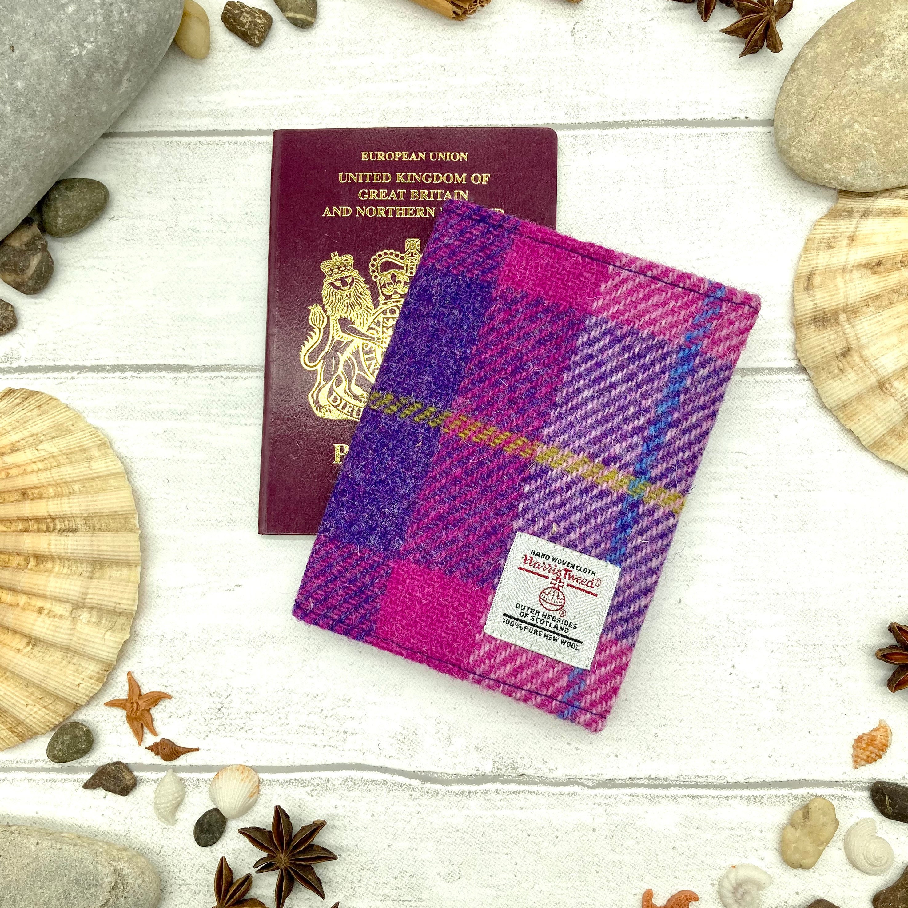 Harris Tweed® Passport Cover: Scottish Tartan Plaid, Handmade