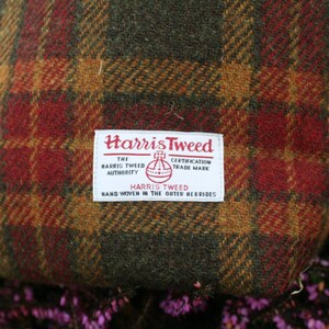 Scottish Harris Tweed® Asymmetric Tote in olive, gold & red check Plaid Tweed Tote Bag Tartan Tweed Tote Bag Check Tweed Shoulder Bag image 5