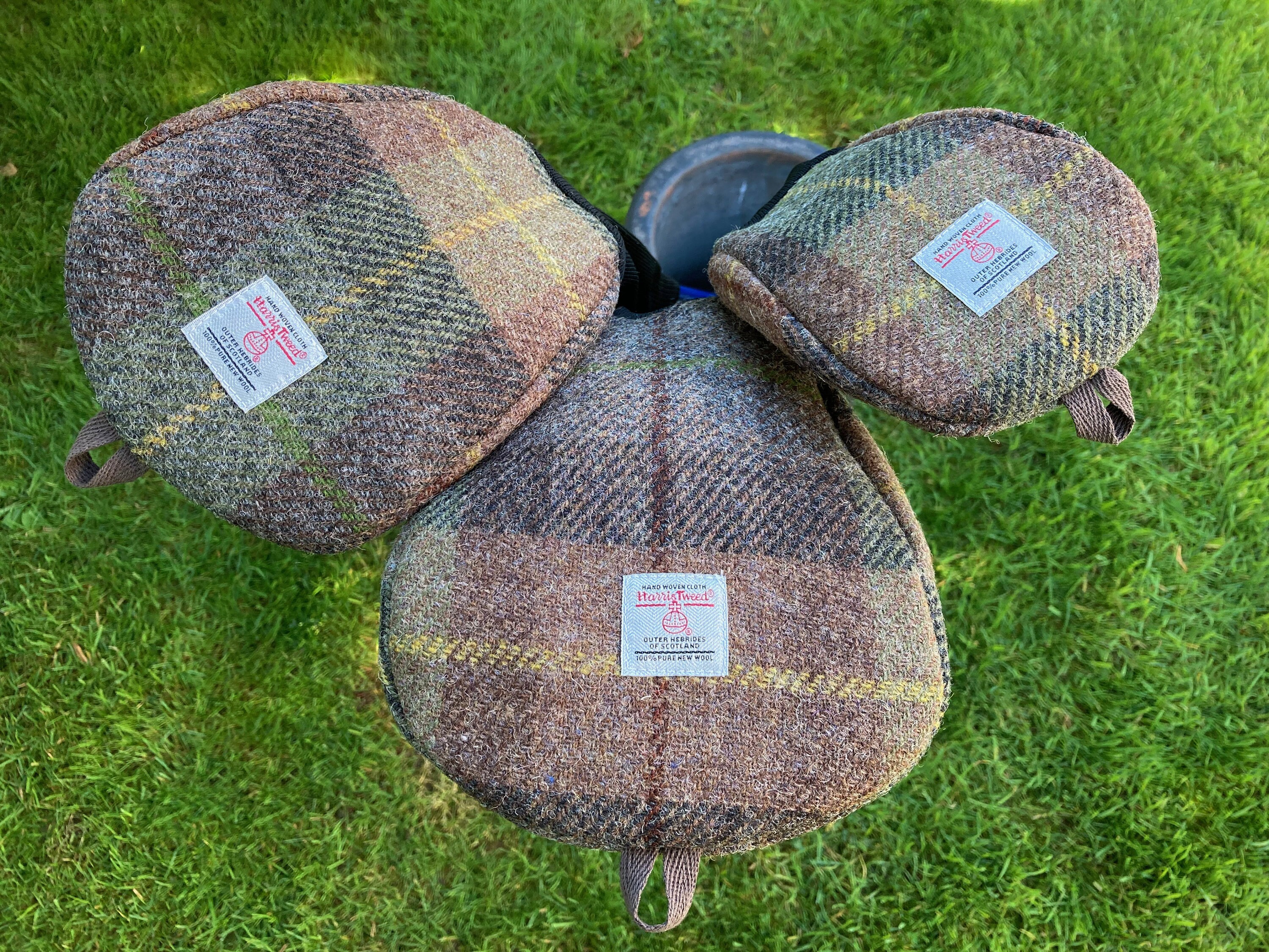 A Single Brown & Green Harris Tweed® Golf Head Cover | Scottish Tweed Golf Driver Cover | Tweed Golf Fairway Wood Club | Plaid Golfers Gift
