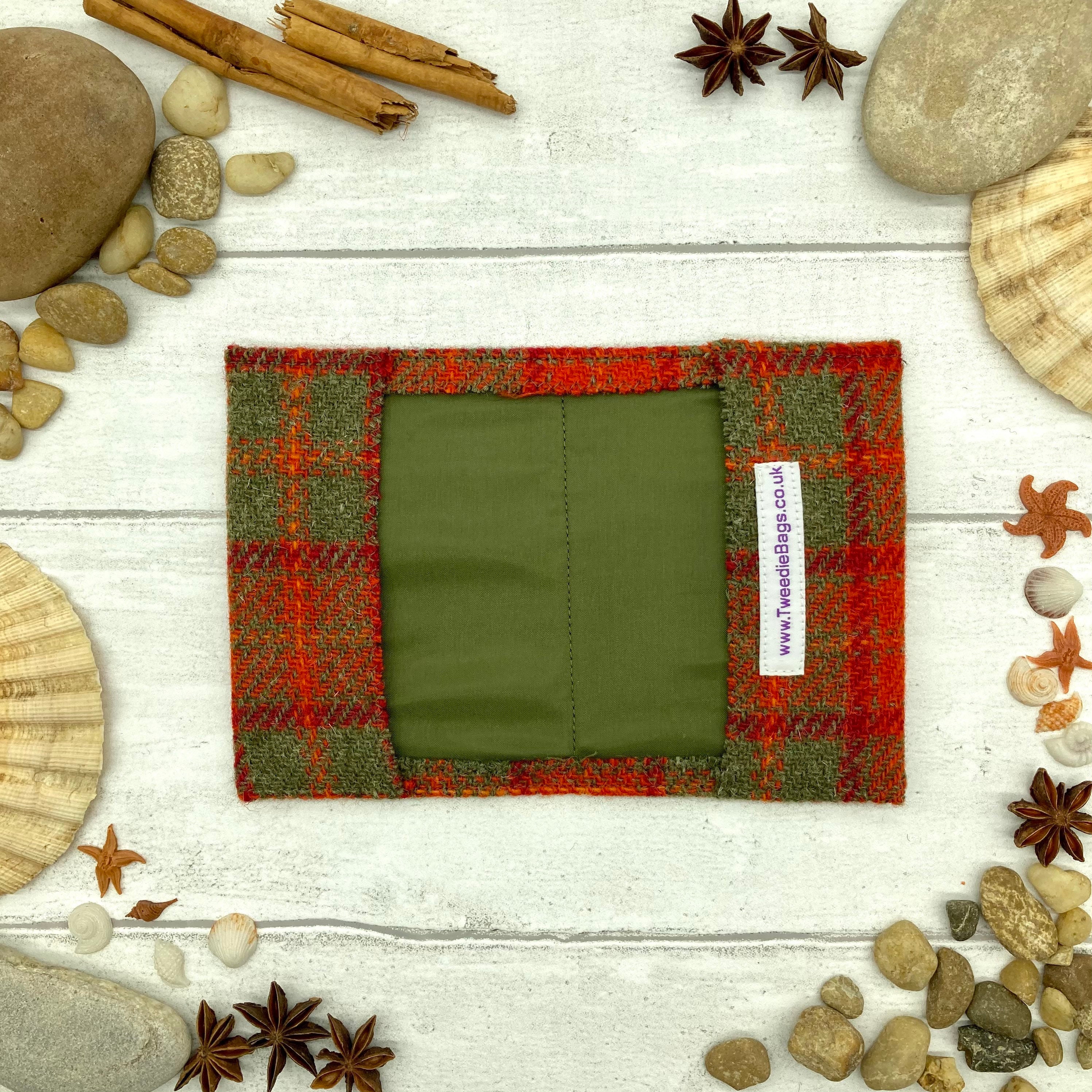 Harris Tweed® Passport cover orange red & green check | Traveller's Gift | Tartan Passport Holder | Scottish B7 book cover | Plaid Passport - Thumbnail 3