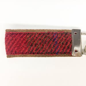 Scottish Harris Tweed® key fob in red & brown check Tweed New Home keychain Tweed Housewarming keyring image 3