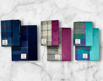 Harris Tweed® A5 Book Cover: Plaid Tartan Velvet Notebook Sleeve