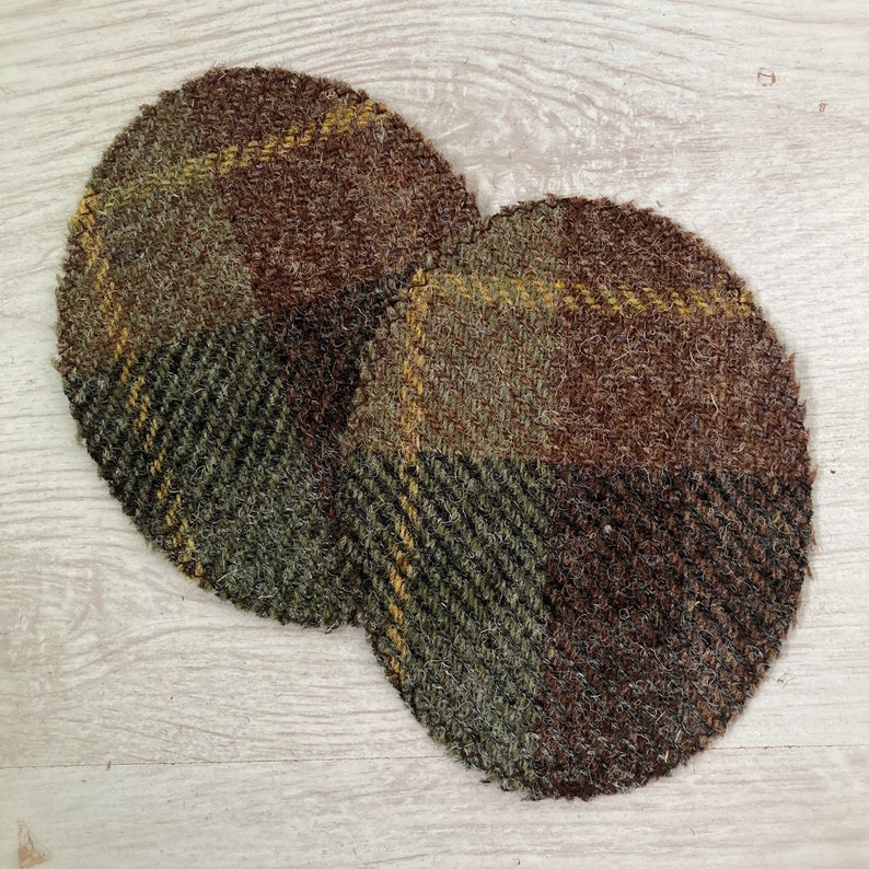 Pair of Oval Harris Tweed® Patches Scottish Jacket Elbow Patch Hand Sew On Jumper Patches Eco Sweater Repair Up-cycle old jumper image 5