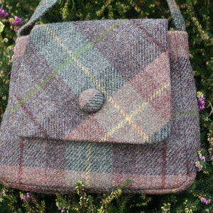 Harris Tweed® Handbag: Scottish Wool Check Bag with Adjustable Crossbody Strap